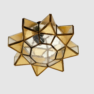 PLAFON/APLIQUE 1 LUZ AMBAR/CUERO 36X36X13