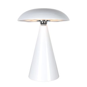 Lámpara de mesa recargable blanca hongo con dimmer táctil Anne Lighting Mush